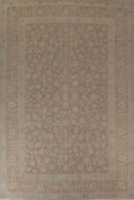 Tapete de área vintage marrom silencioso floral Tebriz 10'x13' tapete feito à mão para sala de estar comprar usado  Enviando para Brazil