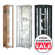 Ex Display HOME Glass Display Cabinet Single Double Corner Black White Oak D for sale  Shipping to South Africa