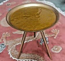 RETRO BRASS EFFECT METAL DRINKS SIDE TABLE - SPUTNIK METAL LEGS- GOLD ENAMEL TOP for sale  Shipping to South Africa