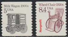 Lote # A44 EUA 1987-88 SC# 2253, 2256 - Milk Wagon 1900s - Cadeira de rodas década de 1920 M-NH, usado comprar usado  Enviando para Brazil