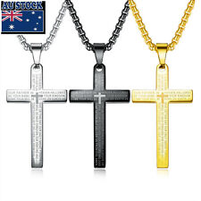 Collar de cadena de oración con cruz negra colgante de acero inoxidable real oro plata plata segunda mano  Embacar hacia Argentina