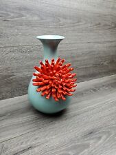 ANTHROPOLOGIE Ceramic Aqua Blue Bloom Chrysanthemum Flower Vase for sale  Shipping to South Africa