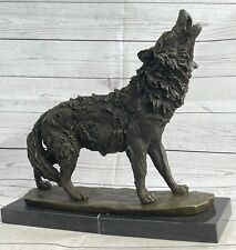 Bronze Statue WOLF Whining Mascot Animal Garden sculpture Yard Art.Large Size for sale  Shipping to Canada