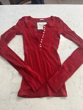 Camisa vintage abercrombie & Fitch feminina L/S vermelha XS fina elástica , usado comprar usado  Enviando para Brazil
