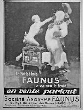 Occasion, Advertising press 1924 the skillet has wood Faunus defeated the cold-advertising d'occasion  Expédié en Belgium