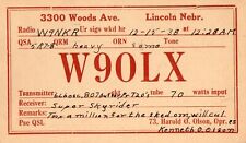 W9OLX QSL Card--Lincoln, Nebraska--1938 for sale  Shipping to South Africa