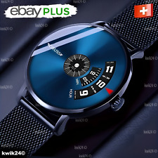 Mesh Montre pour Homme Acier Inox Montre Hommes Montre de Luxe Quartz Bleu comprar usado  Enviando para Brazil