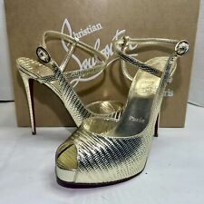 NEW CHRISTIAN LOUBOUTIN JENLOVE ALTA PEEP-TOE PUMPS METALLIC LEATHER SZ 38.5 for sale  Shipping to South Africa