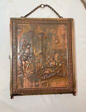 antiguo relieve figurativo cobre tríptico mesa plegable tocador placa espejo segunda mano  Embacar hacia Argentina