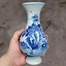 Vaso de galo chinês feito à mão azul branco porcelana flores comprar usado  Enviando para Brazil