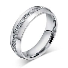 Anel de aço inoxidável CZ feminino masculino joias anéis de titânio festa de casamento noiva, usado comprar usado  Enviando para Brazil