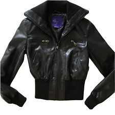 Used, Max Azaria Jacket Women Size Small Junior Faux Leather Black Bomber Long Sleeve for sale  Shipping to South Africa