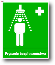 Używany, ZIO-3 ZNAK TABLICA PCV - PRYSZNIC BEZPIECZEŃSTWA   na sprzedaż  PL