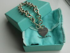 Tiffany & Co Sterling Silver “Return to Tiffany 925” Heart Tag Charm Bracelet for sale  UK