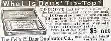 ¡RARO! 1906 De colección anuncio impreso TIP-TOP Felix E.Daus duplicador co copiadora de papel segunda mano  Embacar hacia Argentina