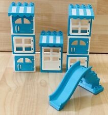 Lego Duplo Teal Medium Azure Blue Door Window Awning Roof Slide House Part for sale  Shipping to South Africa