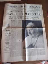 Papa Giovanni XXIII Enciclica Mater et Magistra L'Osservatore Romano Luglio 1961 segunda mano  Embacar hacia Argentina