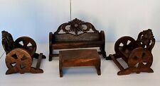 Antique  Wooden Doll's Furniture Hand Crafted Collectable 3 Benches Coffee Table for sale  Shipping to South Africa