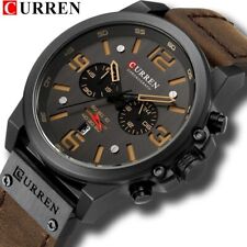 CURREN Mens Watches Top Luxury Brand Waterproof Sport  Quartz Military Leather, used for sale  Shipping to South Africa