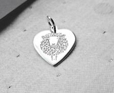 Used, WOOLY SHEEP HEART CHARM 925 STERLING SILVER Dangle clip jump ring FREE ENGRAVING for sale  HULL