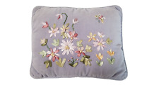 Travesseiro bordado 8,5x10 polegadas azul cinza com fita rosa floral 1413 comprar usado  Enviando para Brazil