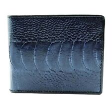 New Navy Blue Genuine Ostrich leather Leg Skin Men Bi-fold  Slim Wallet. for sale  Shipping to South Africa