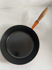 Vtg Le Creuset Cast Iron Enamel #28 Orange Skillet Saute Pan Wood Handle Rare for sale  Shipping to South Africa