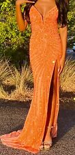 Ashley Lauren orange sequined prom dress formal dress size 2 for sale  Shipping to South Africa