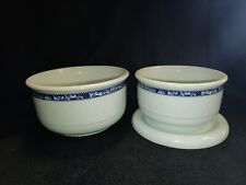 Two White  Line Jade Bone Bowl White/Blue One With Lid for sale  Shipping to South Africa