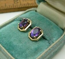 Women's Vintage Estate 14K Yellow Gold Over Amethyst Push Back Stud Earrings 4Ct for sale  Shipping to South Africa