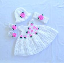 Usado, Vestido curto de malha 0-3 meses bebê recém-nascido menina crochê branco rosa lã saia tutu comprar usado  Enviando para Brazil