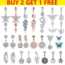 Belly Bars Navel Rings Crystal CZ Gems Belly Button Bar Body Piercing Jewellery, used for sale  Shipping to South Africa