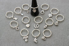 SALE Silver Plated Round Beads & Silver Tone Dangle Charm Stretch Thumb Toe Ring, used for sale  MANCHESTER