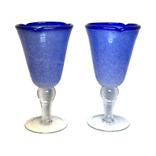 Lindos copos de vinho água azul cobalto 10 oz conjunto de vidro arte bolha soprado à mão 2 B comprar usado  Enviando para Brazil