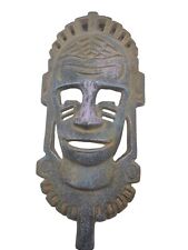 Vintage Cast Iron Metal Tiki Aztec Mayan Tribal Face Mask Wall Garden Stake 8" for sale  Shipping to South Africa