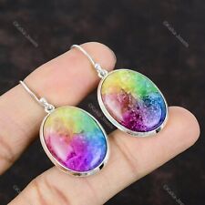 Used, Drop/Dangle Earrings 925 Silver Natural Rainbow Solar Quartz Druzy for sale  Shipping to South Africa