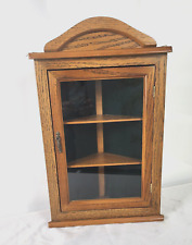 Vtg Wooden Corner Display Cabinet Case Glass Door 3 shelves Wall Mounted for sale  Shipping to South Africa