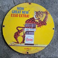 OLD VINTAGE DATED 1963 ESSO HUMBLE GASOLINE PORCELAIN ENAMEL GAS PUMP SIGN TIGER for sale  Shipping to Canada