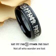 Used, Personalized Men's Tungsten Wedding Ring Band, Norse Runes Viking Compass Ring for sale  Shipping to South Africa