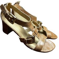 Stuart Weitzman Tan Sling Back Heeled Strappy Sandals Women’s Size 8.5 Narrow for sale  Shipping to South Africa