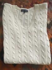 Suéter de malha Ralph Lauren osso/creme gola V cabo ~ Feminino tamanho M comprar usado  Enviando para Brazil