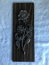 Vintage Retro Wood & Silver Tone Wall Plaque 3D Rose. Mid Century German. for sale  Shipping to South Africa