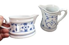 Jarro de leite vintage de porcelana com dois molhos flores espalhadas azul branco comprar usado  Enviando para Brazil