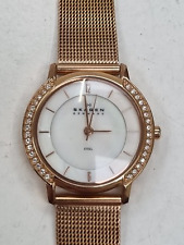 Gold Toned Stainless Steel Mother Of Pearl Faced Skagen Analogue Wrist Watch  for sale  Shipping to South Africa