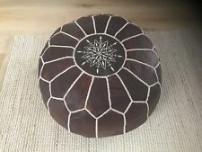 Beautiful Moroccan Leather Ottoman Pouffe Pouf Footstool In Dark Tan for sale  Shipping to South Africa