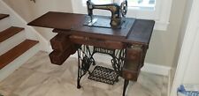 Antique 1910 Singer Sewing Machine w/ Oak Treadle Cabinet - includes accessories for sale  Westborough