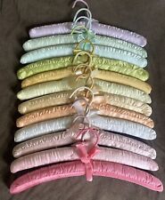 Vintage Padded Satin Boudoir Lingerie Clothes Hangers Colorful 80s Lot of 12 for sale  Shipping to South Africa
