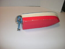 VINTAGE 10" LONG WOODEN  MOTOR BOAT 1950 W/ FAMUS OUTBOARD MOTOR LQQK! for sale  Shipping to South Africa