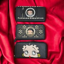 Lote de 3 carteiras femininas Betty Boop cravejadas de strass pretas triplas 2013-2015 comprar usado  Enviando para Brazil