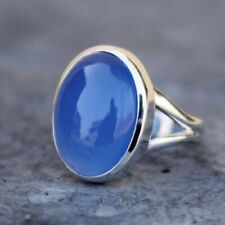 Anillo de plata esterlina 925 azul calcedonia anillo hecho a mano ropa de fiesta anillo de regalo HM796 segunda mano  Embacar hacia Argentina
